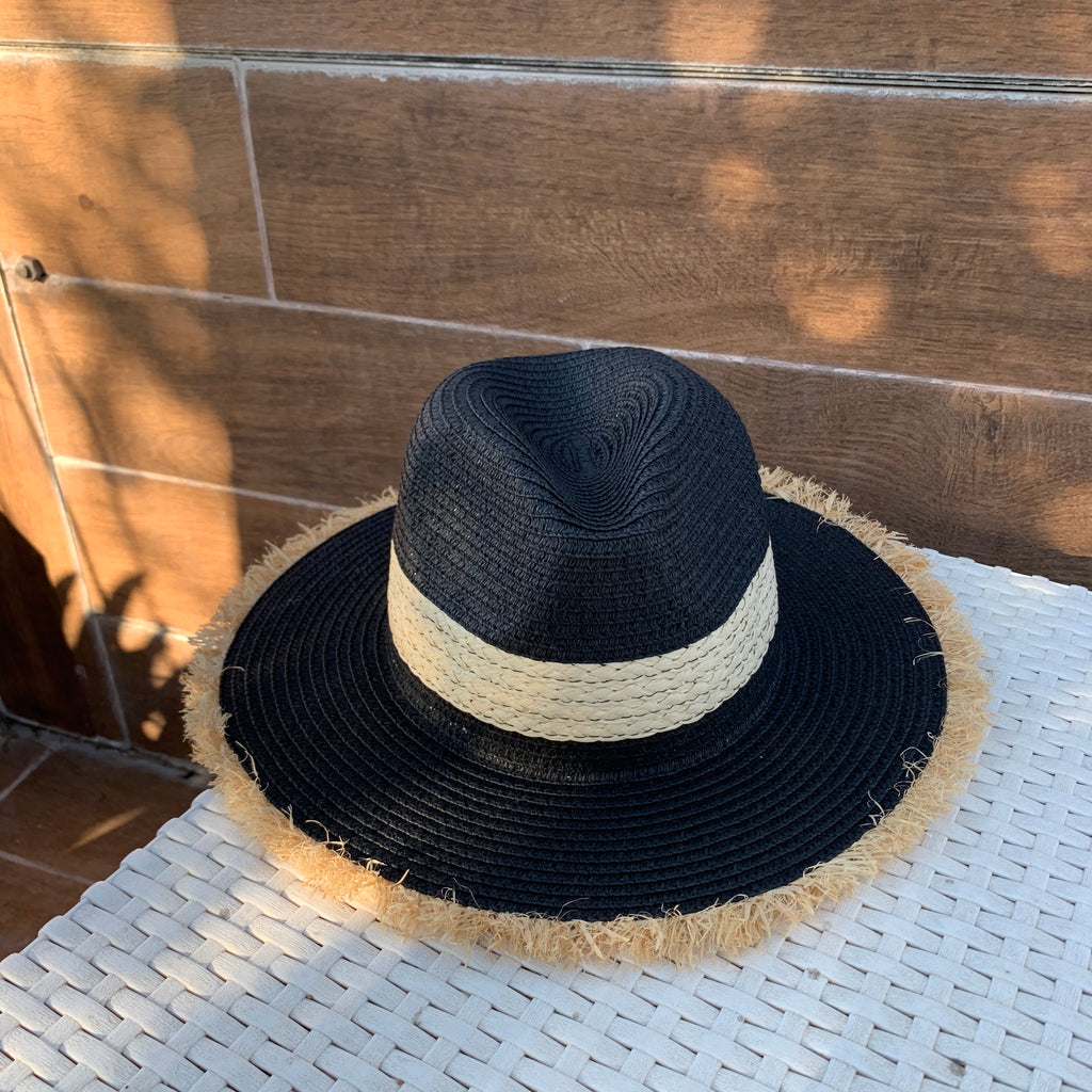 Black straw hat - tal gindi swimwear